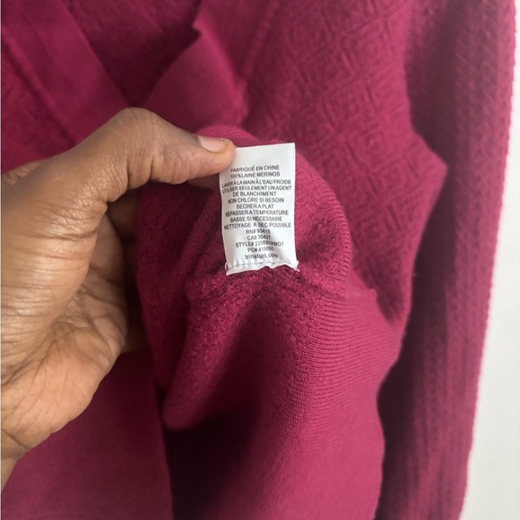 Trina Turk 100% Wool Sweater Womens Large Puff Sleeve V- Neck Pullover Boho Chic - Picture 3 of 5